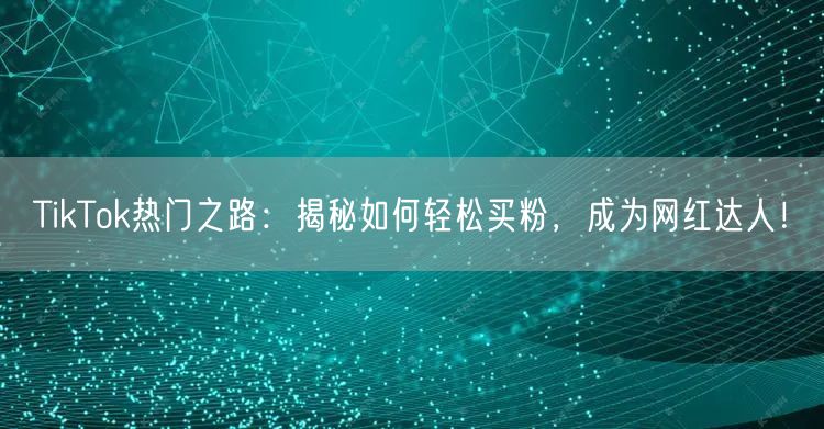TikTok热门之路：揭秘如何轻松买粉，成为网红达人！