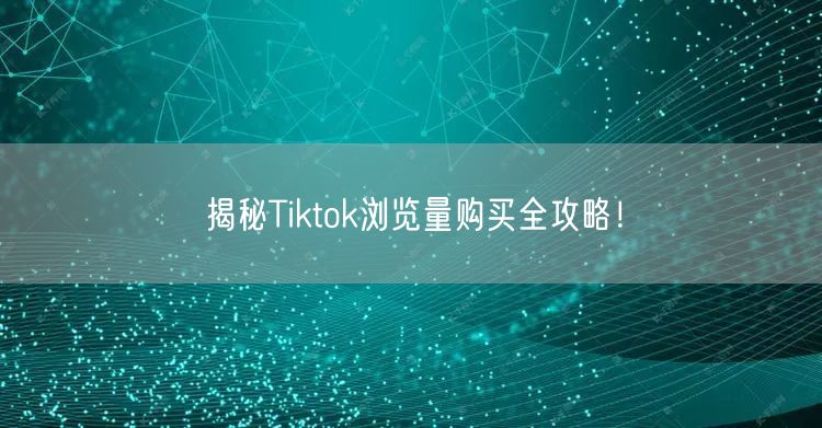 揭秘Tiktok浏览量购买全攻略!