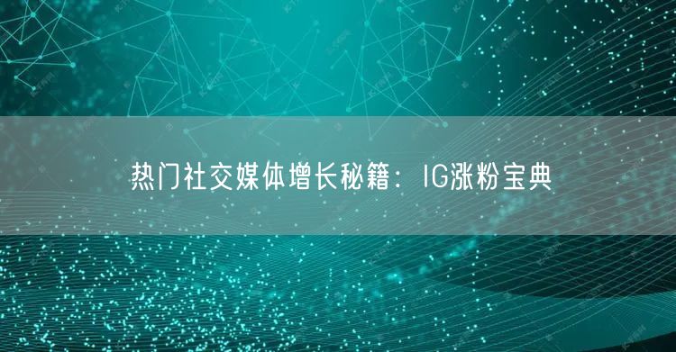 热门社交媒体增长秘籍:IG涨粉宝典