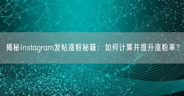 揭秘Instagram发帖涨粉秘籍：如何计算并提升涨粉率？
