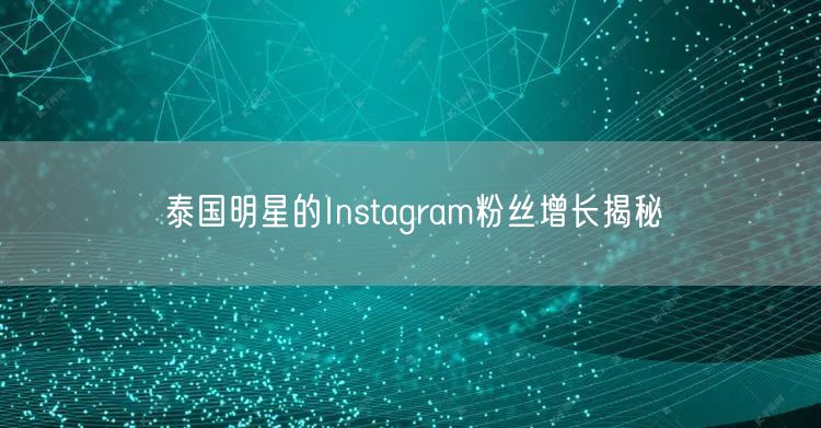 泰国明星的Instagram粉丝增长揭秘