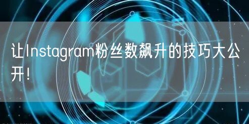 让Instagram粉丝数飙升的技巧大公开!