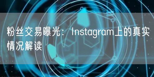 粉丝交易曝光：Instagram上的真实情况解读