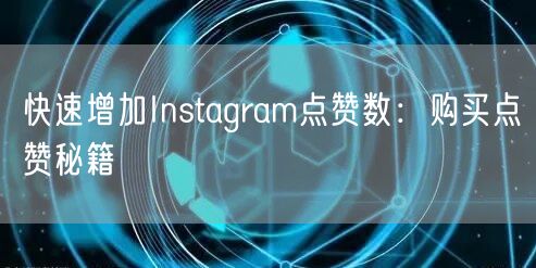 快速增加Instagram点赞数:购买点赞秘籍