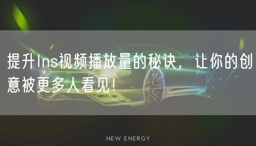 提升Ins视频播放量的秘诀,让你的创意被更多人看见!