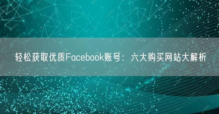 轻松获取优质Facebook账号：六大购买网站大解析