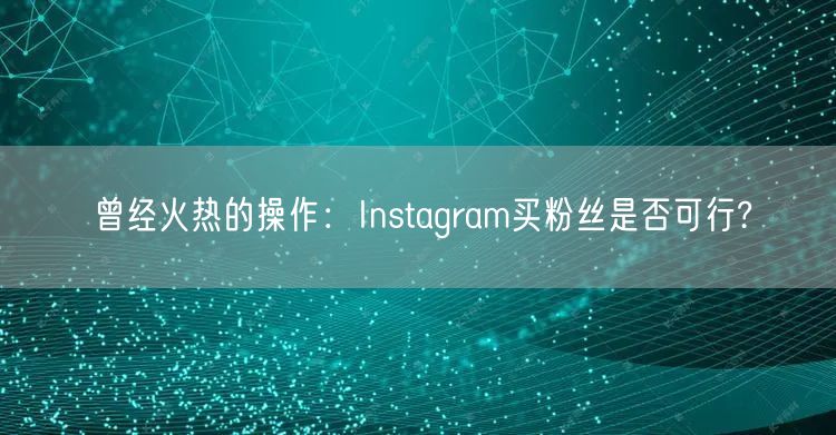 曾经火热的操作:Instagram买粉丝是否可行?