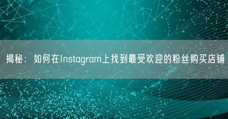 揭秘:如何在Instagram上找到最受欢迎的粉丝购买店铺