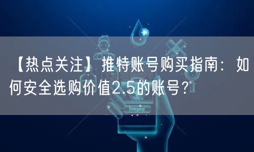 【热点关注】推特账号购买指南:如何安全选购价值2.5的账号?