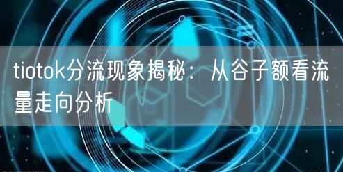 tiotok分流现象揭秘：从谷子额看流量走向分析