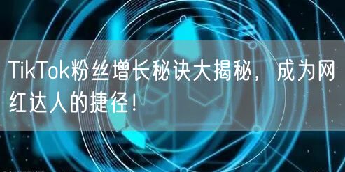TikTok粉丝增长秘诀大揭秘，成为网红达人的捷径！
