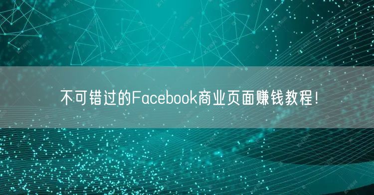不可错过的Facebook商业页面赚钱教程！