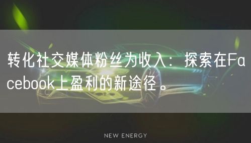 转化社交媒体粉丝为收入：探索在Facebook上盈利的新途径。